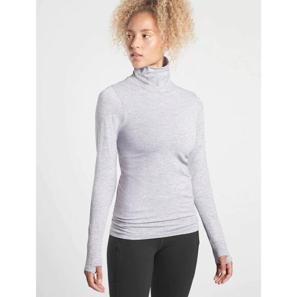 ATHLETA Flurry Blizzard Shine Turtleneck Size Small EUC $89 MSRP Grey Heather - Picture 1 of 8